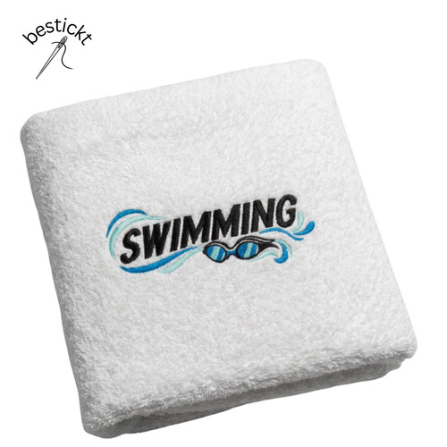 Handtuch bestickt schwimmen - handtuch,